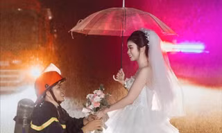 Lấy anh lính cứu hỏa, cô gái Hà Tĩnh có bộ ảnh cưới đẹp như phim