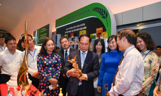 Phó Thủ tướng Bùi Thanh Sơn cùng các đại biểu dự Lễ tôn vinh, trao giấy chứng nhận sản phẩm RISEP cấp quốc gia lần thứ VI năm 2025
