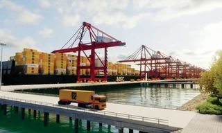 Một góc phối cảnh cảng trung chuyển quốc tế Cần Giờ. Ảnh: Portcoast