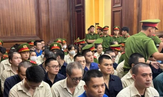 Các bị cáo tại phiên tòa.