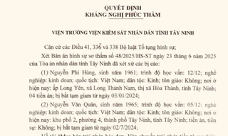 Kháng nghị của Viện KSND tỉnh Tây Ninh. Ảnh: Tân Châu.