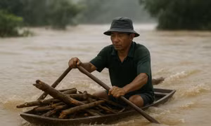 Người đàn ông mất tích khi đi vớt gỗ trong nước lũ trên sông Thạch Hãn 
