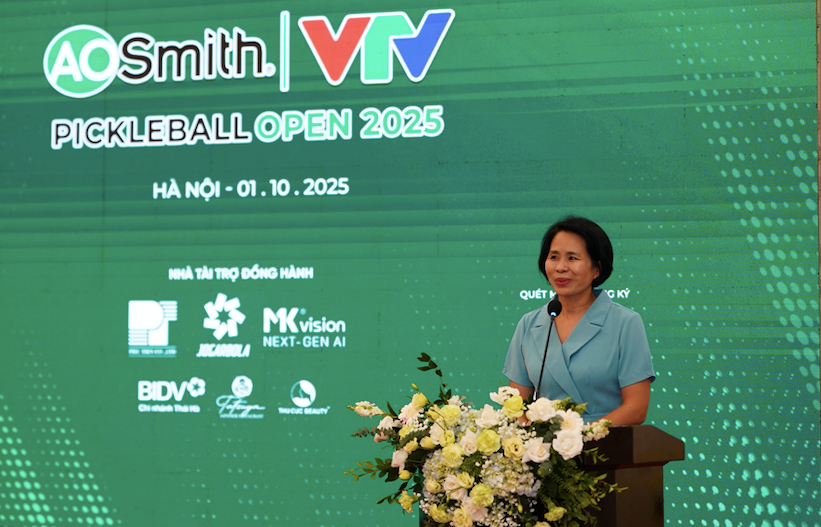 លោកស្រី Le Thi Hoang Yen នាយករងរដ្ឋបាលកីឡាវៀតណាមបានថ្លែងក្នុងពិធីនេះ។ screen-shot-2025-10-02-at-052529.png