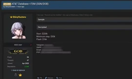 ShinyHunters rao bán dữ liệu AT&T với giá 200.000 USD. Ảnh: The Conversation.