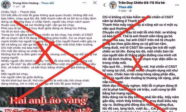 Thông tin 2 chiến sĩ Cảnh sát giao thông Thanh Hóa gặp nạn khi truy đuổi người vi phạm là bịa đặt