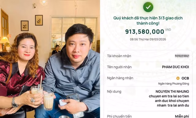 Người đàn ông ở Hà Nội vào Nghệ An nhận lại hơn 900 triệu chuyển khoản nhầm