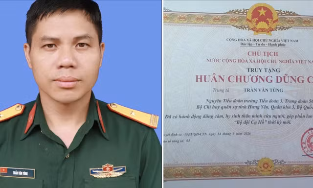 Chủ tịch nước truy tặng Huân chương dũng cảm đối với Trung tá Trần Văn Tùng