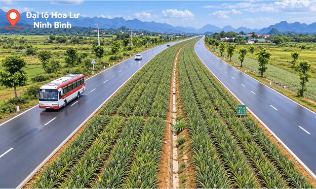 Dải phân cách đại lộ nghìn tỷ ở Ninh Bình thành... ruộng dứa 