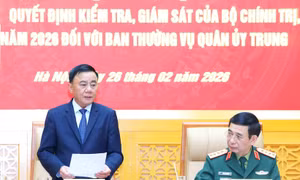 Công bố quyết định kiểm tra, giám sát đối với Ban Thường vụ Quân ủy Trung ương