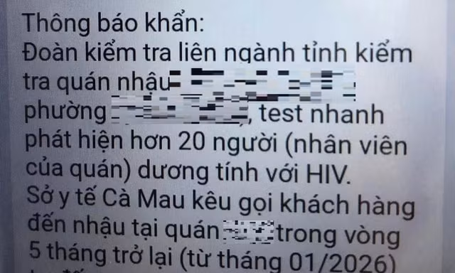 Thực hư thông tin nhân viên nhà hàng ở Cà Mau nhiễm HIV gây xôn xao