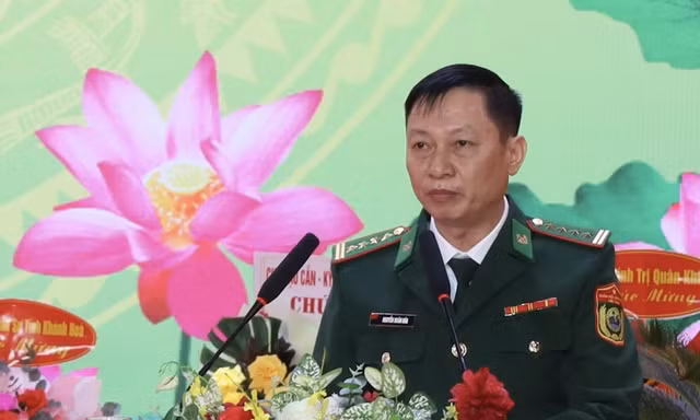 Đại tá Nguyễn Doãn Hòa - Chính ủy BĐBP tỉnh Khánh Hòa ôn lại chặng đường 60 năm xây dựng, chiến đấu và trưởng thành của lực lượng.