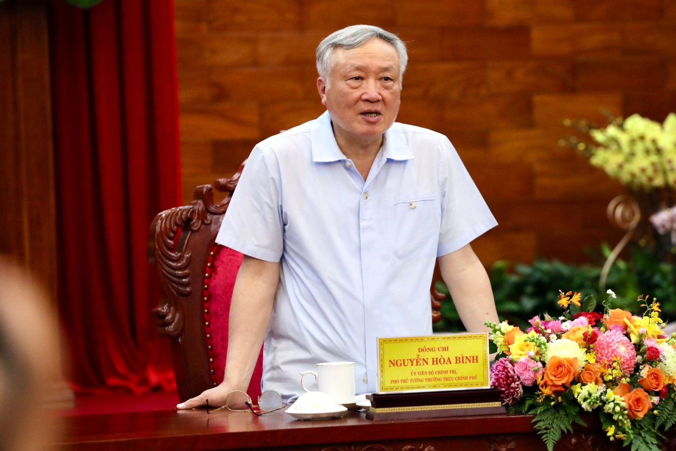 Phó Thủ tướng Thường trực Chính phủ Nguyễn Hoà Bình phát biểu. imgl9487.jpg