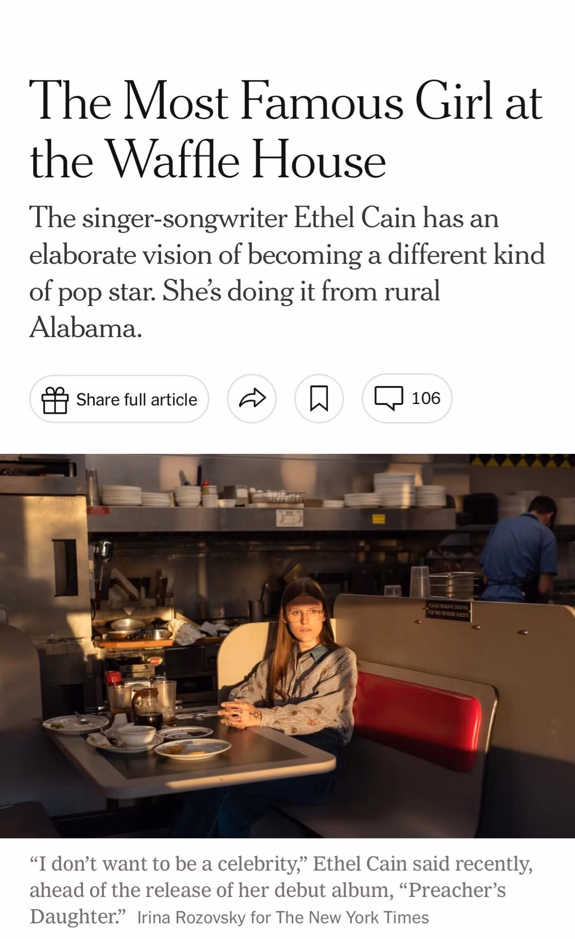 Ethel Cain từng được gọi là “cô gái nổi tiếng nhất ở Waffle House”.