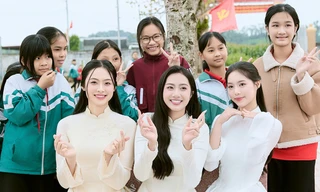Hoa hậu Hà Trúc Linh, Á hậu Vân Nhi, Châu Anh dự khánh thành 12 phòng học mới ở Hà Tĩnh