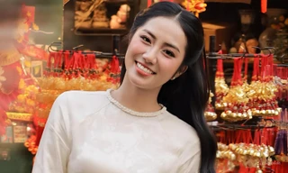 Dàn hoa, á hậu khoe dáng với áo dài Tết