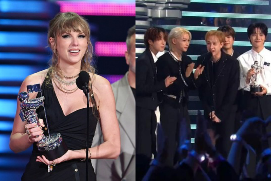 Biểu cảm đáng yêu của Taylor Swift khi xem Stray Kids biểu diễn