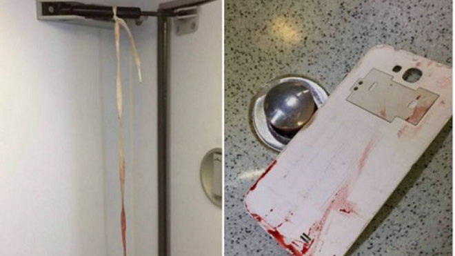 Chiếc ốp điện thoại và đoạn dây giày được cho là đồ vật người đàn ông dùng để tự tử. Ảnh: Coconuts.