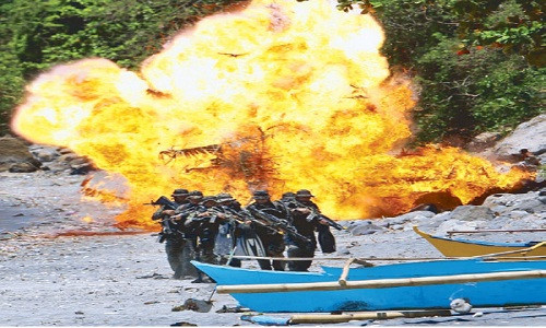 Đặc nhiệm Philippines tập trận đổ bộ đánh chiếm mục tiêu. Ảnh: Philstar