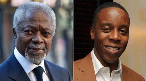 Cựu tổng thư ký Liên Hợp Quốc Kofi Annan và con trai Kojo Annan. Ảnh: Reuters, AFP