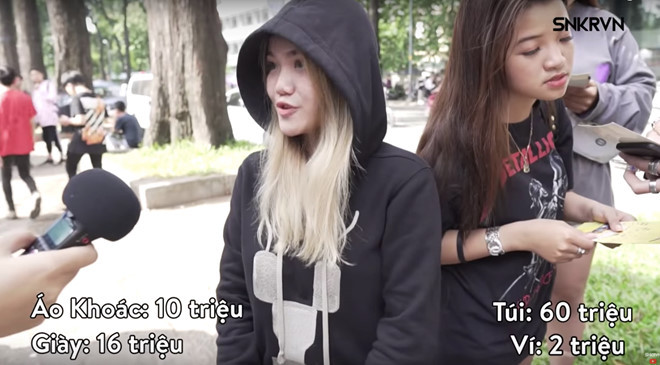 Tổng giá trị trang phục cô bạn đang mặc lên đến 88 triệu đồng. Ảnh cắt từ clip.