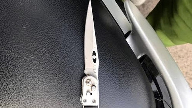 Con dao Hường dùng tấn công trung úy Hùng. Ảnh: Thái Hà.