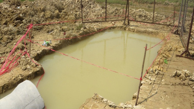 Hố nước nơi cháu T. gặp nạn.