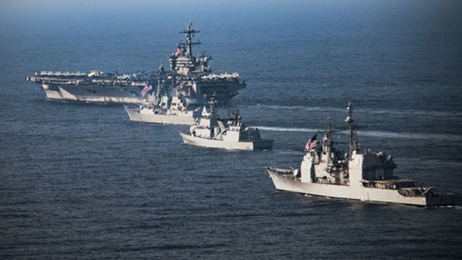 Nhóm tác chiến tàu sân bay Mỹ USS Carl Vinson. Ảnh: Hải quân Mỹ.