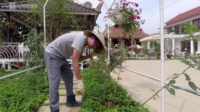 Việt Hoàn trồng rau, nuôi gà ở nhà vườn 1.000 mét vuông