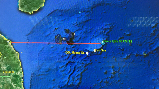 Vị trí ngư dân gặp nạn