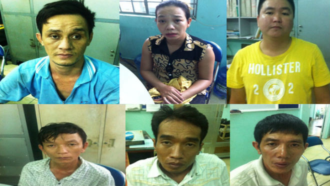 Các nghi can trong đường dây trộm cắp xe máy. Ảnh CA cung cấp