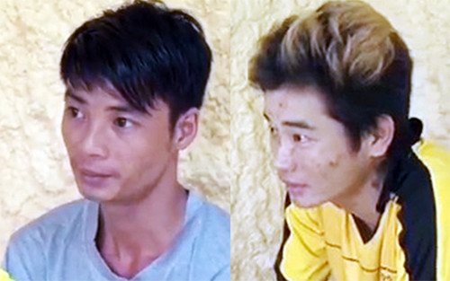 Hai thanh niên giết người bị camera quán nhậu ghi lại. Ảnh: P.H