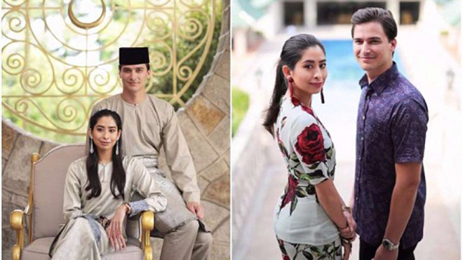 Công chúa bang Johor và vị hôn phu. Ảnh: Straits Times.