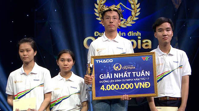 Trần Anh Duy chiến thắng cuộc thi tuần 2, tháng 3, quý IV, "Đường lên đỉnh Olympia" năm thứ 17 với 265 điểm. Ảnh: Fanpage Đường lên đỉnh Olympia.
