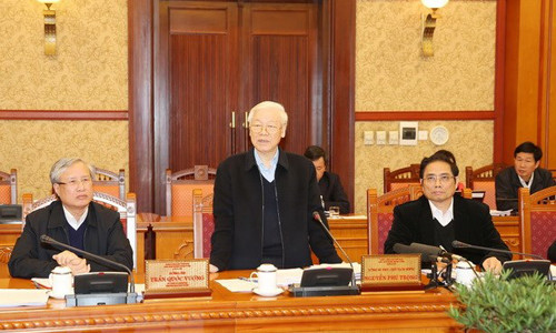 Tổng Bí thư, Chủ tịch nước Nguyễn Phú Trọng phát biểu kết luận phiên họp. (Ảnh: Trí Dũng/TTXVN)