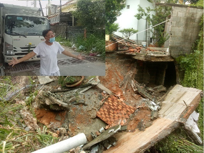 Dự án cống thoát nước dừng giữa chừng, nước lớn làm sập nhà dân