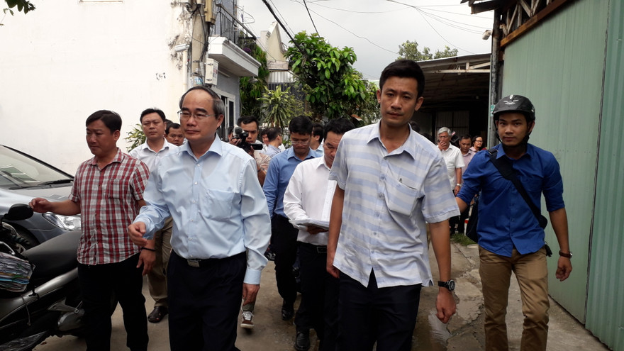 Bí thư thành ủy Nguyễn Thiện Nhân tại buổi làm việc với Ban Thường vụ Quận ủy quận Thủ Đức chiều 22/10