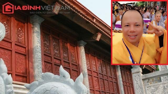 Chùa Cương Xá sau 5 năm xây dựng đang được hoàn thiện (Ảnh: Xuân Hải) và hình ảnh sư Thích Thanh Cường (ảnh Facebook)