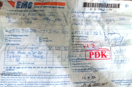 Phiếu chuyển bưu phẩm. 