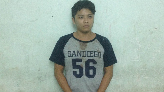 Đối tượng Nguyễn Văn Lộc tại cơ quan công an.