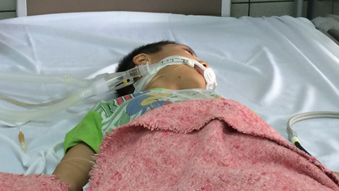 Bé Lực đã thoát cơn nguy kịch, không cần thở máy. Ảnh: N.P.