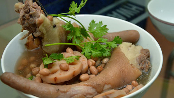 Món ăn từ đuôi heo có tác dụng bổ thận tinh, chữa rối loạn cương dương. Ảnh: Tấn Thạnh