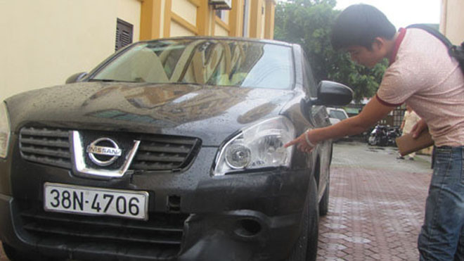 Chiếc ô tô gây tai nạn hiện đang bị tạm giữ tại trụ sở Công an TP.Hà Tĩnh 