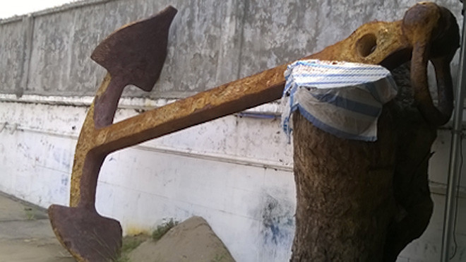 Chiếc mỏ neo được phát hiện tại cảng Cái Lân, thuộc Vịnh Hạ Long, tỉnh Quảng Ninh. 