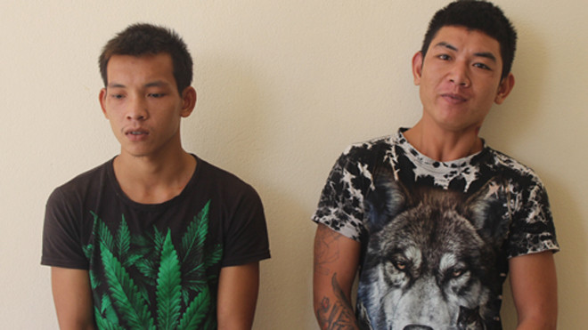 Hà và Dương tại cơ quan điều tra. Ảnh: P L