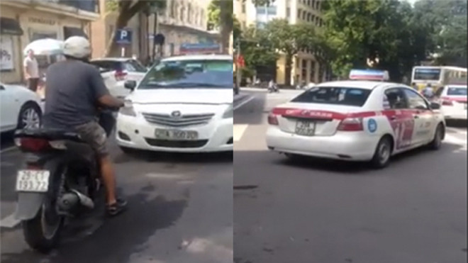 Chạy ngược chiều, taxi bị SH ép đi lùi hàng chục mét