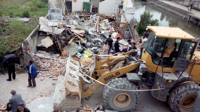 Hình ảnh nhà ông Lý sau khi bị san phẳng.