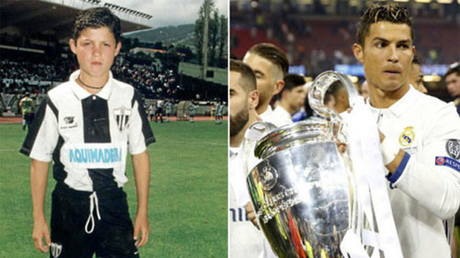 Ronaldo từng là một cậu bé gầy gò trước khi trở nên vạm vỡ như ngày nay. 