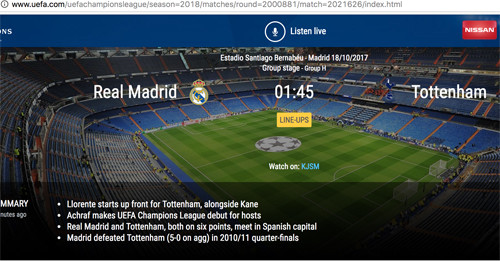 Làm thế nào để xem Champions League trên trang của UEFA?