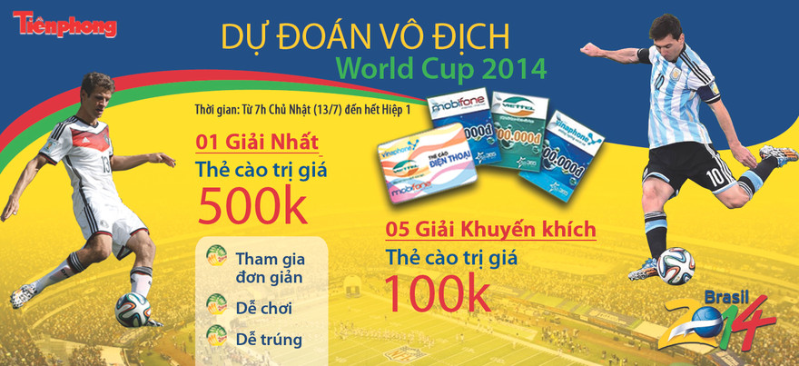 Mời bạn tham gia dự đoán chung kết World Cup 2014 trên Fanpage Tiền Phong