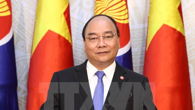 Thủ tướng Chính phủ Nguyễn Xuân Phúc phát biểu chào mừng nhân kỷ niệm 50 năm Ngày hình thành và phát triển ASEAN. (Ảnh: Thống Nhất/TTXVN)